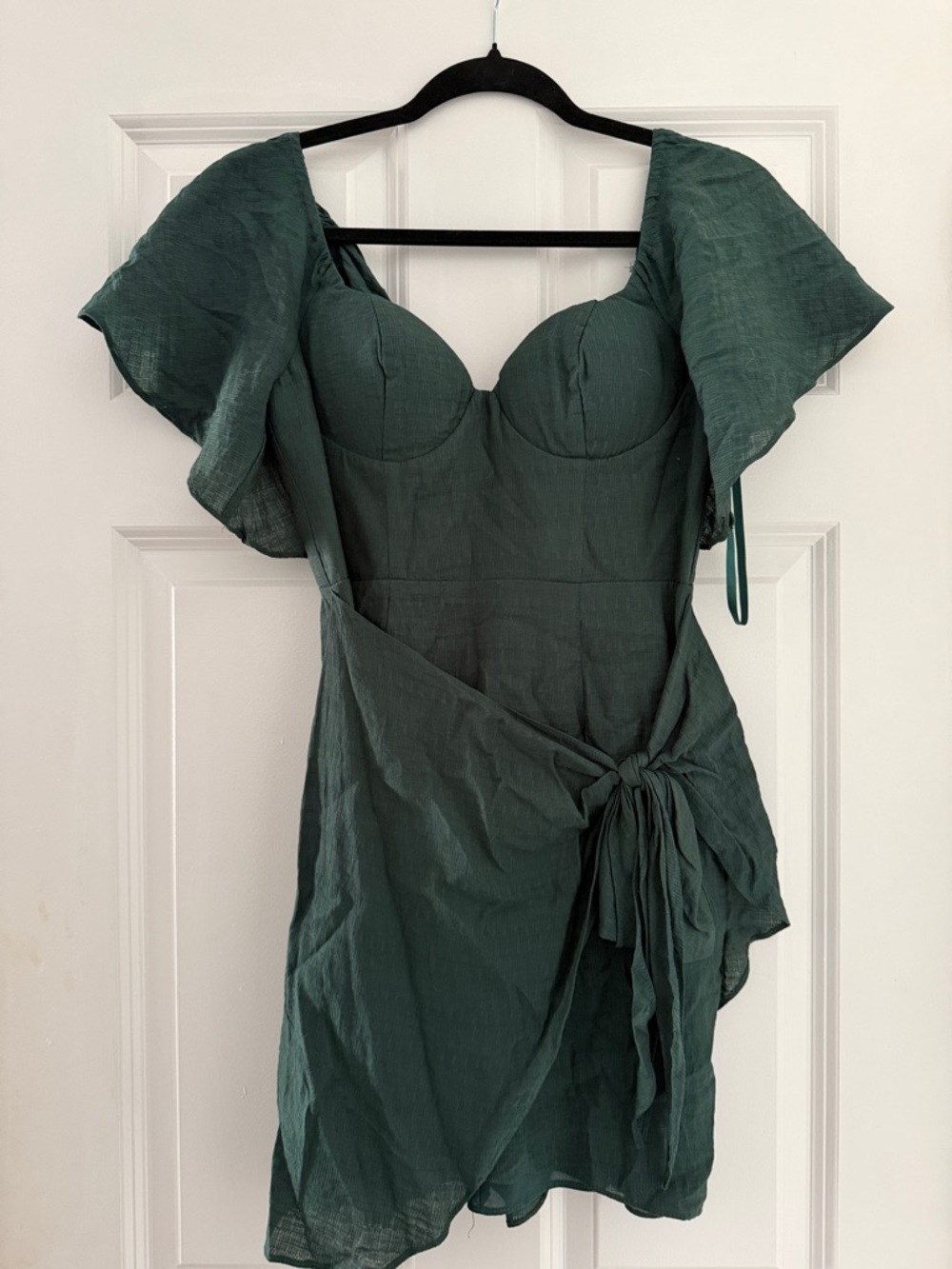 Selfie Leslie Forest Green Sweetheart Wrap Mini Dress